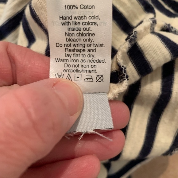 J. Crew 3/4 Sleeve Striped Embellished Top XXS - Picture 7 of 7